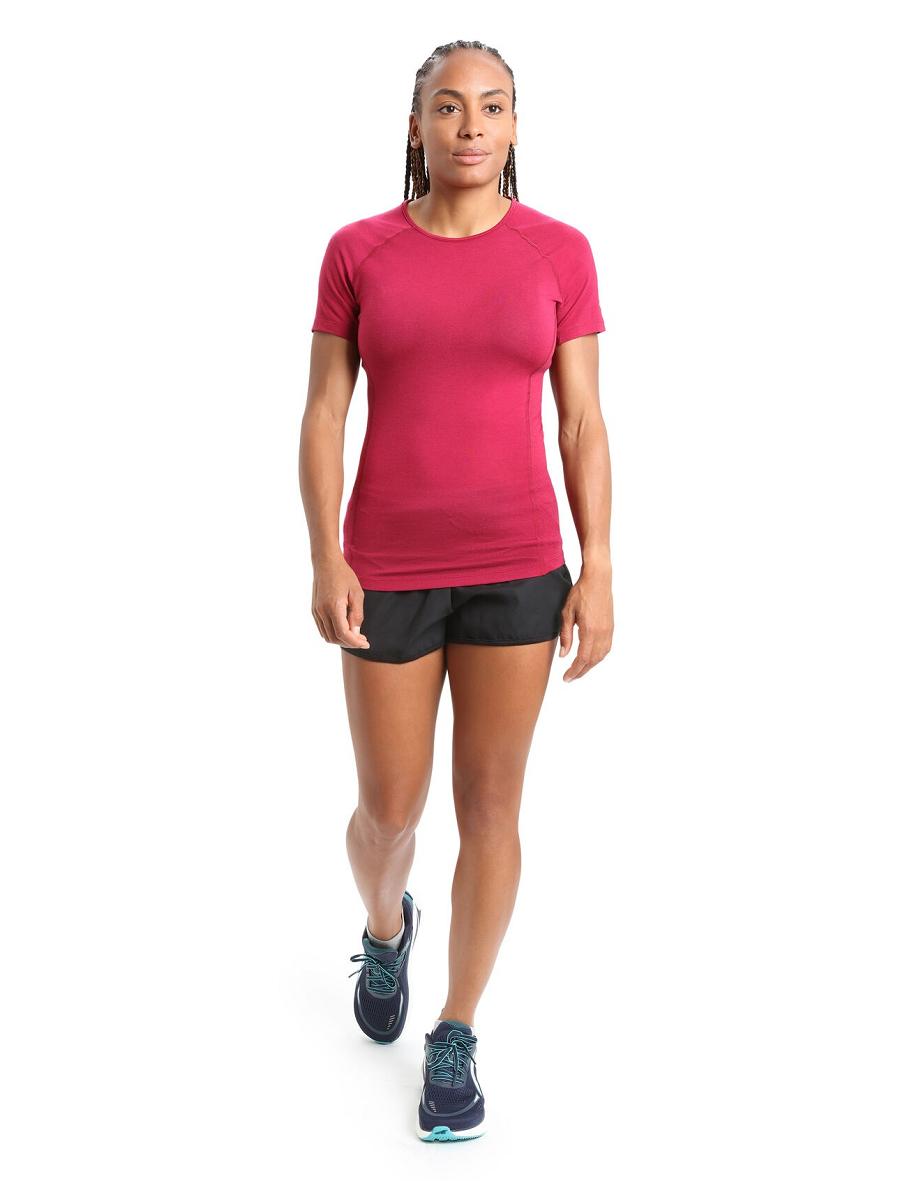 Cherry Women's Icebreaker BodyfitZone™ Merino 150 Zone Short Sleeve Crewe Thermal Top Base Layers | USA 1889FDNM